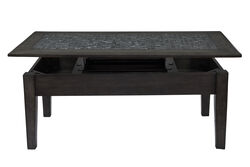 Stone Marble Cocktail Table With Lift Top, Dark Gray