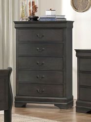 5 Drawers Chest In Wood Dark Gray