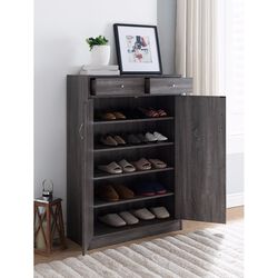 Shoe Cabinet With Spacious Storages, Gray