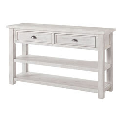 Coastal Style Rectangular Wooden Console Table with 2 Drawers, White