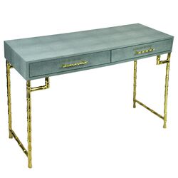 Wood and Metal Console Table with Bamboo Style Legs, Gold and Gray