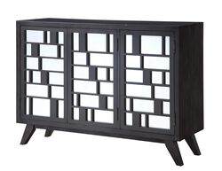 Transitional Style Rectangular Console Table with Mirror Fronts, Gray