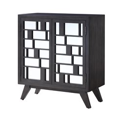 Transitional Style Rectangular Console Table with 2 Door Storage, Gray