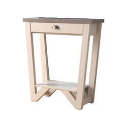 Wooden Console Table with 1 Drawer and Slanted Legs, Brown and Off White