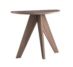 Crescent Moon Top Wooden Console Table with Tripod Legs, Taupe Brown