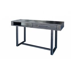 Plank Style Wooden Console Table with 1 Drawer and 1 Open Compartment, Gray