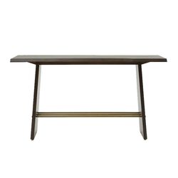 Rectangular Wooden Console Table with Slated Bar Inlay, Brown