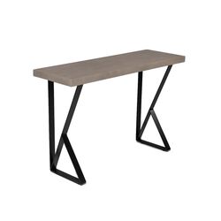 Rectangular Concrete Top Console Table with Metal Legs, Gray and Black