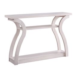 Rectangular Top Wooden Frame Console Table with 2 Bottom Shelves, Off White
