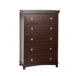  Transitional Style Wooden Chest With 5 Drawers, Brown