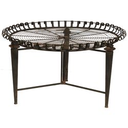 Wire Framed Round Metal Table, Brown
