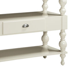 1 Drawer and 2 Shelves Wooden Console Table with Aluminum Top,Gray and White