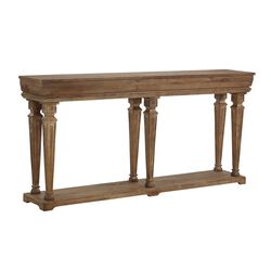 Traditional Style Wooden Console with One Open Bottom Shelf, Brown