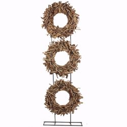 Wood/Metal Tea Root CircleDecoration, Brown