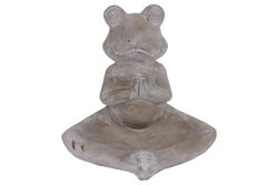 Meditating Frog Figurine In Namaskara Position with Candle Holder, Gray