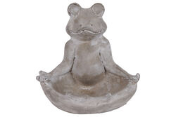 Meditating Frog Figurine In Gyan Position With Candle Holder, Gray
