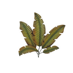 Metal Palm Tree Leaves Wall Decoration, Green and Brown