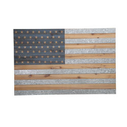 Wood and Tin American Flag  WallDecor Accent, Multicolor