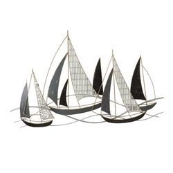 Metal Boat Wall Decor with Solid and Pattern Shades, Multicolor