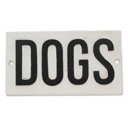 Rectangular Metal Frame Wall Sign with DOGS Typography, White and Black
