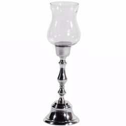 Metal/Glass Candle Holder, Clear