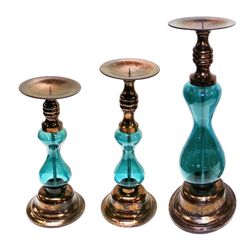 Incredible 3pc Glass Candle Holder - Benzara