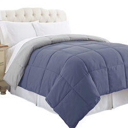 Genoa Twin Size Box Quilted Reversible Comforter The Urban Port, Silver and Blue