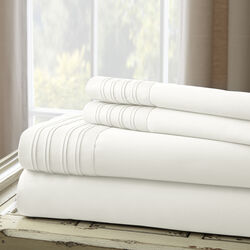 Dijon 4 Piece Full Size Pleated Hem Cotton Sheet Set The Urban Port, White