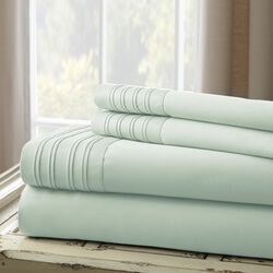 Dijon 4 Piece King Size Pleated Hem Cotton Sheet Set The Urban Port, Blue