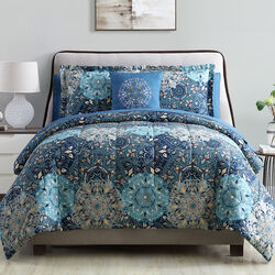 Caen 6 Piece Twin Reversible Printed Comforter Set The Urban Port, Blue