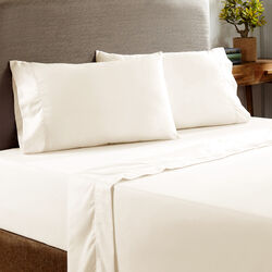 Prato 4 Piece Queen Size Cotton Sheet Set with 400 Thread Count The Urban Port, Cream