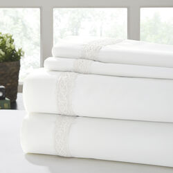 Pisa 4 Piece Daisy Lace Hem California king Size Sheet Set The Urban Port, White