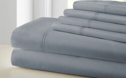 Tours 6 Piece California King  Sheet Set with Double Hem The Urban Port, Slate Gray