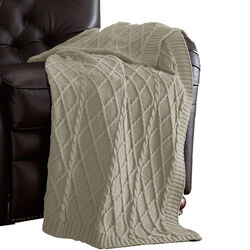 Creuse Cable Knitted Cotton Throw with Diamond Pattern The Urban Port, Beige