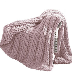 Dreux Acrylic Cable Knitted Chunky Throw The Urban Port, Pink