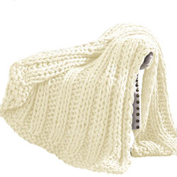 Dreux Acrylic Cable Knitted Chunky Throw The Urban Port, Cream