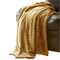 Treviso Faux Fur Throw with Fret Pattern The Urban Port, Yellow
