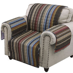 Stripe Pattern Cotton Arm Chair Protector with Waterproof Lining,Multicolor