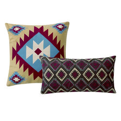 Decorative Pillow with Geometric Native Print, Pair of 2, Multicolor
