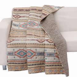 50 X 60 Cotton and Microfiber Throw Quilt with Kilim Pattern, Multicolor