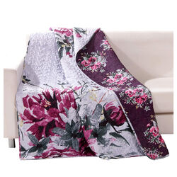 50 X 60 Cotton and Microfiber Throw Quilt with Rose Prints, Multicolor