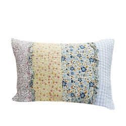 Polyester Standard Size Quilted Pillow Sham with Ruffle Sewn, Multicolor