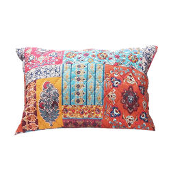 Bohemian Style Fabric King Size Pillow Sham with Floral Pattern, Multicolor