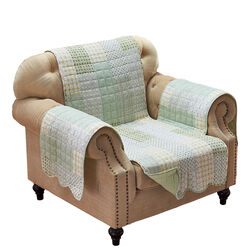 Fabric Armchair Protector with Geometric Pattern Motifs, Green