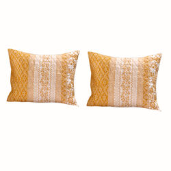36 x 20 Fabric King Pillow Sham with Floral Motif, White and Orange - BM223386