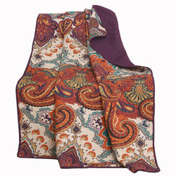 Bohemian Style Fabric Throw Blanket with Jacobean Pattern, Multicolor - BM223394