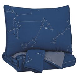 Constellation Theme Full Size Fabric Comforter set with 1 Sham, Blue