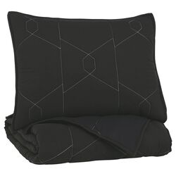 Geometrically stitched Twin Size Fabric Comforter set with 1 Sham, Black