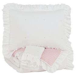 Flange Border Full Size Reversible Fabric Comforter Set with 2 Shams, White