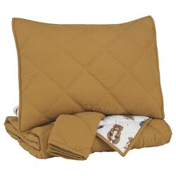 Diamond Stitched Full Size Fabric Comforter Set with 2 Shams, Brown